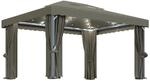 vidaXL Pavillon mit Vorh&auml;ngen & LED-Lichterkette 4x3 m Taupe