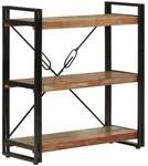 vidaXL B&uuml;cherregal 3 F&auml;cher 77x30x80cm Massivholz und Eisen 351109
