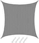 AMANKA HDPE Sonnensegel Wasserdurchl&auml;ssig - 4 x 4 m Quadratisch Grau