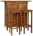 vidaXL Bartisch und Stuhl-Set 3-tlg Akazienholz Massiv