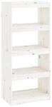 vidaXL B&uuml;cherregal/Raumteiler Wei&szlig; 60x30x135,5 cm Massivholz Kiefer 808169