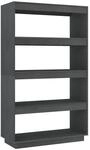 vidaXL B&uuml;cherregal/Raumteiler Grau 80x35x135 cm Massivholz Kiefer