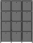 vidaXL W&uuml;rfel-Regal mit Boxen 12 F&auml;cher Grau 103x30x141 cm Stoff