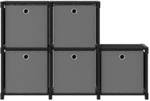 vidaXL W&uuml;rfel-Regal mit Boxen 5 F&auml;cher Schwarz 103x30x72,5 cm Stoff