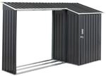 Beliani Ger&auml;tehaus mit Holzunterstand AOSTA Graphitgrau 105x270x158