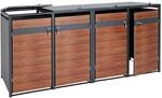 MCW 4er M&uuml;lltonnenverkleidung J82 Kirsche-Holzoptik Dunkelbraun 117x264x80cm