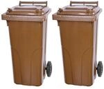 PROREGAL SuperSparSet 2x 2-Rad-M&uuml;lltonne Mgb HDPE-Kunststoff 120 Liter Braun