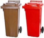 PROREGAL SuperSparSet 2x 2-Rad-M&uuml;lltonne Mgb HDPE-Kunststoff 120 Liter Braun &...