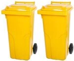 PROREGAL SuperSparSet 2x 2-Rad-M&uuml;lltonne Mgb HDPE-Kunststoff 120 Liter Gelb