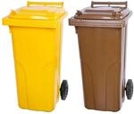 PROREGAL SuperSparSet 2x 2-Rad-M&uuml;lltonne Mgb HDPE-Kunststoff 120 Liter Gelb &...