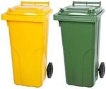 PROREGAL SuperSparSet 2x 2-Rad-M&uuml;lltonne Mgb HDPE-Kunststoff 120 Liter Gelb &...