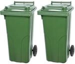 PROREGAL SuperSparSet 2x 2-Rad-M&uuml;lltonne Mgb HDPE-Kunststoff 120 Liter Gr&uuml;n