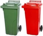 PROREGAL SuperSparSet 2x 2-Rad-M&uuml;lltonne Mgb HDPE-Kunststoff 120 Liter Gr&uuml;n &...