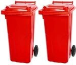PROREGAL SuperSparSet 2x 2-Rad-M&uuml;lltonne Mgb HDPE-Kunststoff 120 Liter Rot