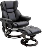 HOMCOM Massagesessel mit Liegefunktion Kunstleder Schwarz 79 x 82 x 101 cm