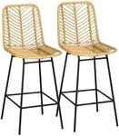 HOMCOM Barhocker 2er Set Barstuhl mit Rattanoptik