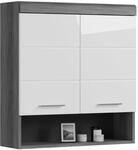 H&auml;ngeschrank 74 cm x 79 cm x 24 cm Wei&szlig;-Rauchsilber