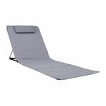 Relaxdays Strandmatte XXL Kunststoff Metall Grau Mit Kopfkissen H&ouml;henverstellbar 195