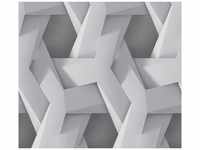 Bricoflor 3D Vliestapete Weiß Grau Geometrie Tapete Hellgrau Ideal für...