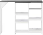 vidaXL Bartisch mit Beweglichem Regal Wei&szlig; 138x39x110 cm mit Grau-Tischplatte