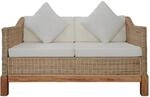 vidaXL 2-Sitzer-Sofa mit Auflagen Natur Rattan