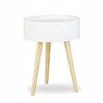 Relaxdays Beistelltisch Holz Wei&szlig; mit Tablett 50 cm x 38 cm x 38 cm 3,4 kg