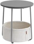 Vasagle Beistelltisch mit Stauraum &Oslash; 45 cm x 51 cm Grau-Wei&szlig;