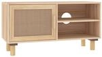 vidaXL TV-Schrank Braun 80x30x40 cm Massivholz Kief&uuml;r und Natur-Rattan