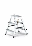 DRABEST Aluminium Haushaltsleiter Beidseitig Begehbar 2x3 Stufen
