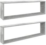 vidaXL W&uuml;rfelregale 2 Stk Betongrau 100x15x30 cm Holzwerkstoff 807091