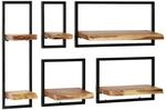 vidaXL Wandregal-Set 5-Tlg Akazienholz Massiv und Stahl 246014