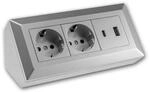 ChiliTec 2-Fach Steckdosenblock USB A&C Silber 250V 16A