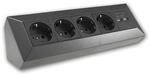 ChiliTec 4-Fach Aufbau Steckdosenblock 2x USB Anthrazit