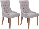 CLP 2er Set Esszimmerstuhl Aberdeen Stoff Grau/Antik-Hell