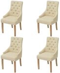 vidaXL Esszimmerst&uuml;hle 4 Stk Cremewei&szlig; Stoff 274425