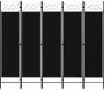 vidaXL 5 Tlg Raumteiler Schwarz 200 x 180 cm 320710