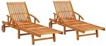 vidaXL Sonnenliegen 2 Stk Massivholz Akazie 3077329