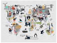 Bricoflor Kindertapete Mit Weltkarte Mauer Tapete Mit Tieren Für Kinder Bunte