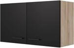 Flex-Well Exclusiv K&uuml;chen-Oberschrank Capri 100 cm Schwarz Matt-Endgrain Oak