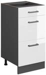 Vicco K&uuml;chenunterschrank R-Line Wei&szlig; Hochglanz/Anthrazit 40 cm mit Schubladen ohne