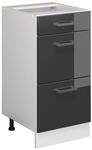 Vicco K&uuml;chenunterschrank R-Line Anthrazit Hochglanz/Wei&szlig; 40 cm mit Schubladen ohne