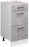 Vicco K&uuml;chenunterschrank R-Line Beton/Wei&szlig; 40 cm mit Schubladen ohne Arbeitsplatte