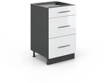 Vicco K&uuml;chenunterschrank Fame-Line Wei&szlig; Hochglanz/Anthrazit 50 cm ohne