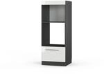 Vicco Mikrowellenschrank Fame-Line Wei&szlig; Hochglanz/Anthrazit 60 cm Offen