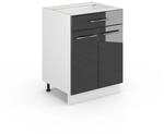Vicco K&uuml;chenunterschrank Fame-Line Anthrazit Hochglanz/Wei&szlig; 60 cm mit Schublade