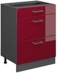 Vicco K&uuml;chenunterschrank R-Line Bordeaux Hochglanz/Anthrazit 60 cm mit...