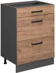 Vicco K&uuml;chenunterschrank R-Line Goldkraft Eiche/Anthrazit 60 cm mit Schubladen ohne