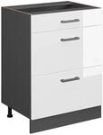 Vicco K&uuml;chenunterschrank R-Line Wei&szlig; Hochglanz/Anthrazit 60 cm mit Schubladen...