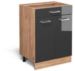 Vicco K&uuml;chenunterschrank R-Line Anthrazit Hochglanz/Goldkraft Eiche 60 cm mit