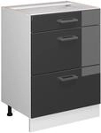Vicco K&uuml;chenunterschrank R-Line Anthrazit Hochglanz/Wei&szlig; 60 cm mit Schubladen ohne